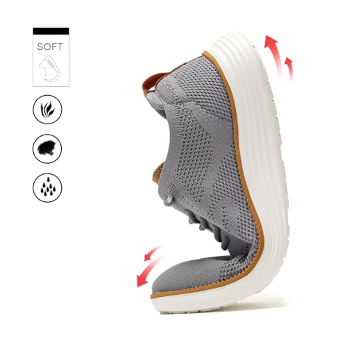 Zapatos formales Oxford cómodos de malla transpirable gris para hombre de vestir 4