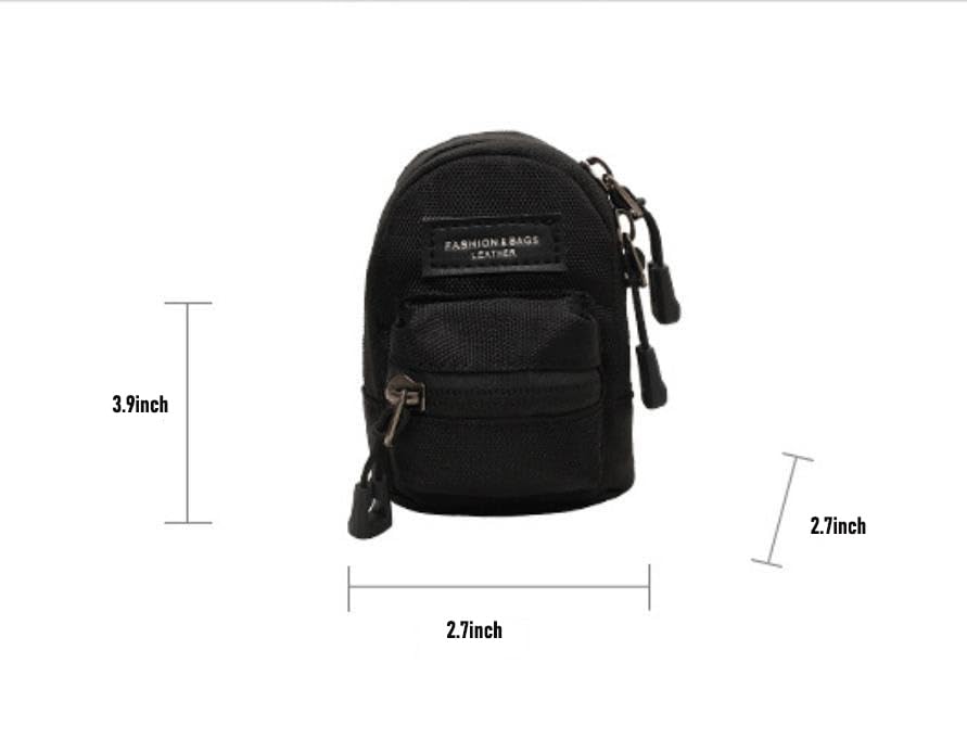 Mini Pouch Coin Purse Key Chain for Men, Double Zipper & Front Pocket Portable Pouch for Keys Coins Earphone, Compact Tactical Bag Organizer Keychain Wallet with Cord Strap2