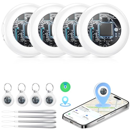 Image of Air Tracker Tags-4 Pack (iOS Only), [Apple MFi Certified] Key Finder | Replaceable Battery Bluetooth Tracker Compatible with Apple Find My, Item Locator Smart Tag for Keys, Bag, Luggage and More