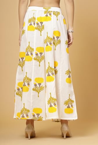Image of Pistaa's Women's Regular Fit High Rise Pure Cotton Big Flair Printed Regular Palazzo