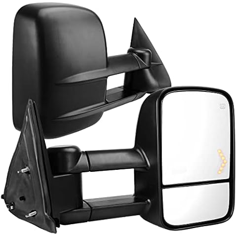 AUTOSAVER88 Towing Mirrors Compatible with 2003-2007 Chevy Silverado GMC Sierra 1500 2500 HD 3500, Power Heated Side View Tow Mirrors for Tahoe Suburban Avalanche Yukon with Arrow Turn Signal Light Cover