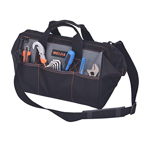 Meijia Portable Waterproof Tool Bag, Wide Mouth Open, Multi Inside Pockets For Tool Storage(14") #TOP2