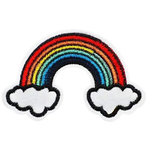 Amazon.co.jp: 虹 ワッペン 刺繍 アイロン接着 レインボー 雲