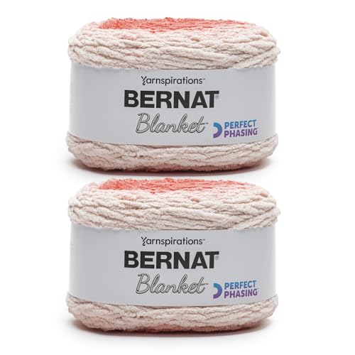 Image of Bernat Blanket Perfect Phasing Crimson Cake Yarn - 2 Pack of 10.56oz /299.37g - 100% Polyester - #6 Super Bulky - 220 Yards for Knitting, Crocheting, Crafts & Amigurumi