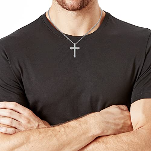 s.Oliver Kette mit Kreuzanhänger für Herren, Edelstahl, Silber/Schwarz, IP Schwarz – Ansicht 3
