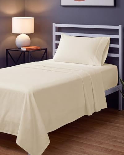 Image of Sleepy Town Twin XL Size Bed Sheets - 3 Piece - Twin XL Sheet Set - Extra Soft, Comfy & Cooling - Easy Care - Shrinkage, Wrinkle & Fade Free - Brushed Microfiber - Deep Pocket Bed Sheets (Off White)