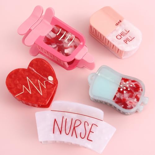 Large Pink Syringe Design Hair Claw Clip for Women Girls Gift Birthday 4.13 x 2.04 inches, Acetate Material