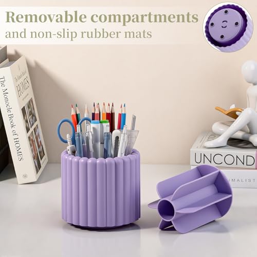 Image of 360 Rotating Pen Holder for Desk Removable Pencil Organizer, Purple