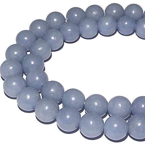 ABCGEMS Peruvian Sky-Blue Anhydrite Beads (AKA Angelite- Mohs Hardness 3.5) Healing Energy Crystal Stone Ideal for Bracelet Necklace Ring DIY Jewelry Making Craft Men Women Smooth Round 12mm