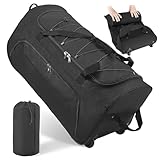 Eirolace 3 in1 Sac de Voyage à roulettes Pliable à Rroulettes 70L Sac Voyage Roulette 28'' Grande Extensible Voyage Camping avec Sac à mainSac à dossac a Dos Roulette Imperméable Oxford Bagage (Noir)