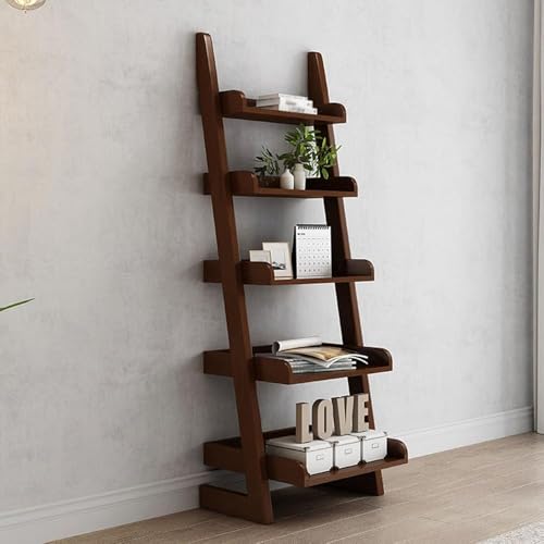 SnamicE Estantería esquinera de 5 Niveles: estantería Multifuncional de Madera, estantes de exhibición Independientes, Ideal para Plantas y libreros, Ideal para organizar la,Brown