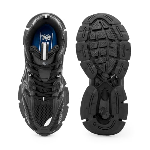 Image of Red Tape Men's Sneakers Grey Black Mesh Pu Round Toe Lace-Up