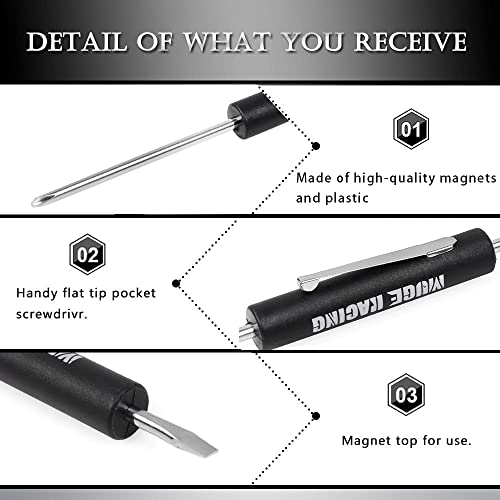 Muge Racing Pocket Screwdriver Double End And Slotted Set Mechanical Magnetic Slotted Head With Clip, Mini Pocket Screwdrivers For Mechanics, Electricians (5Pcs, Black) #TOP3