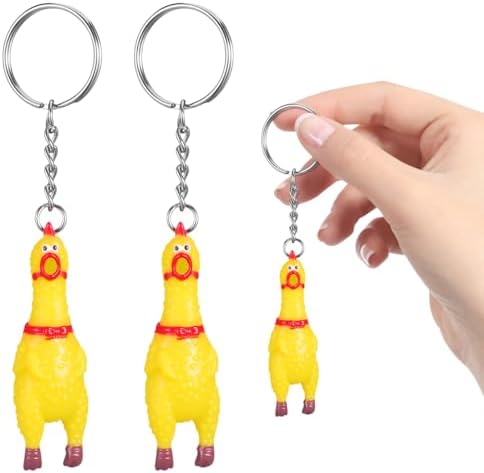 NUOBESTY 3 Pack Mini Squeeze Screaming Chicken Keychain - Funny Y...