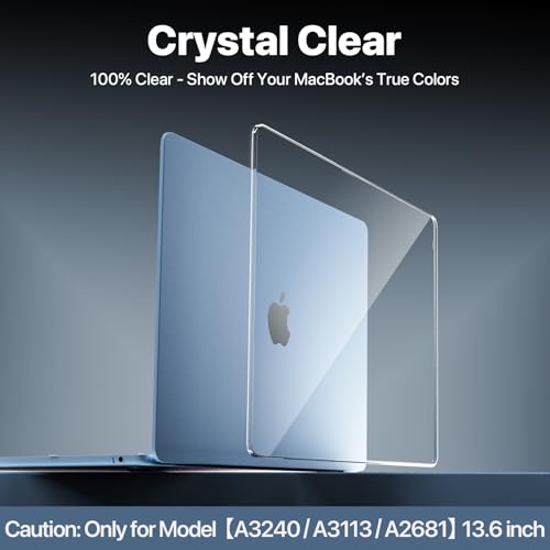 Image of Soonjet Compatible with MacBook Air 13 inch Case, Crystal Clear Shell, Fits 2022-2026 M5 /M4 /M3 /M2 A3449 A3240 A3113 A2681, Color-Matched Transparent Design for All MacBook Air 13.6 inch