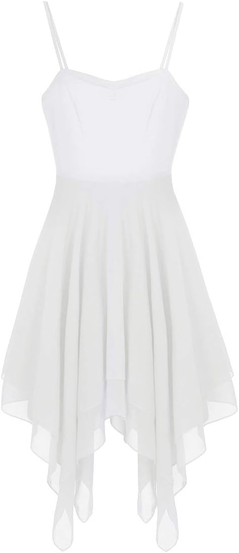 CHICTRY Women's Spaghetti Irregular Ballet Dance Skirt Dress Chiffon Lyrical Swing Party Dress