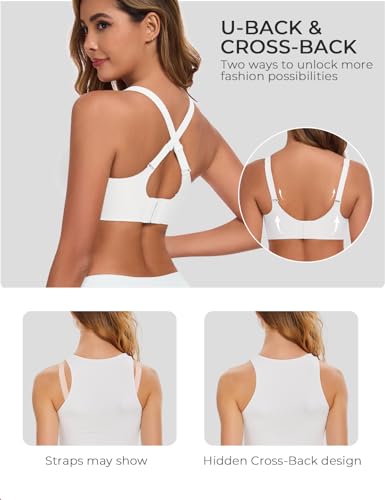 Image of Gailife Womens Jelly Comfortable Bras for Women No Underwire Supportive Bra | Wireless Bra Seamless Bralette Push Up,Soft Tshirt Bras,Mesh V /V Neck,U-back /X-back,Breathable Semi-fixed Pads,Bra Extender
