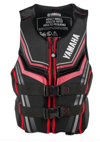 Yamaha Motor Mens Neoprene Two-Buckle PFD Life Jacket Vest (Black/Red Large)