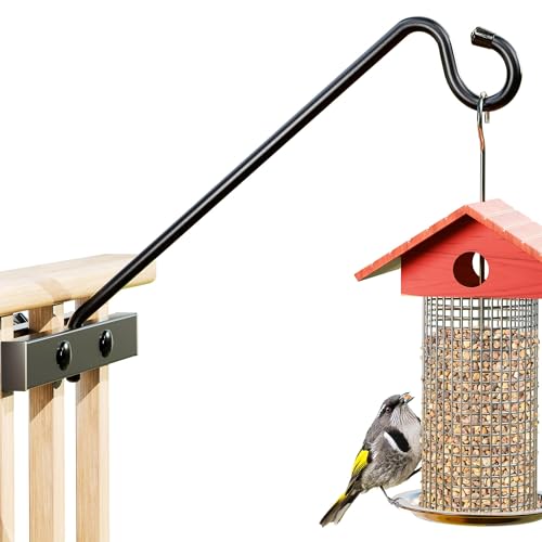 Josmimic 12-Inch Deck Bird Feeder Hanger for Railing, Outdoor Decor Plant Hanger, Balcony Railing Hook - 22LB Capacity - for Hanging Plants, Bird Feeders, Lanterns, Wind Chimes
