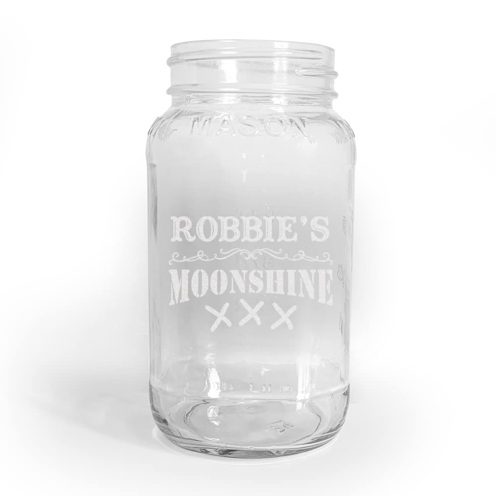 GiftsForYouNow Engraved Moonshine Large Personalized Mason Jar for Drinking, 26oz.