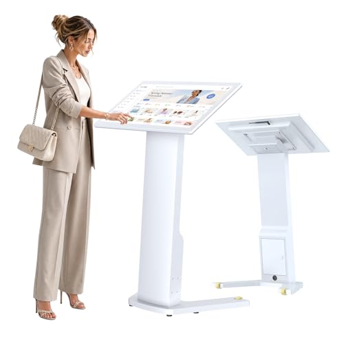 Image of 32 Inch Touch Screen Self Service Kiosk, Floor Standing Digital Signage Display with Android 13, FHD 1080P Interactive Information Kiosk for Check-in, Wayfinding and Self Ordering
