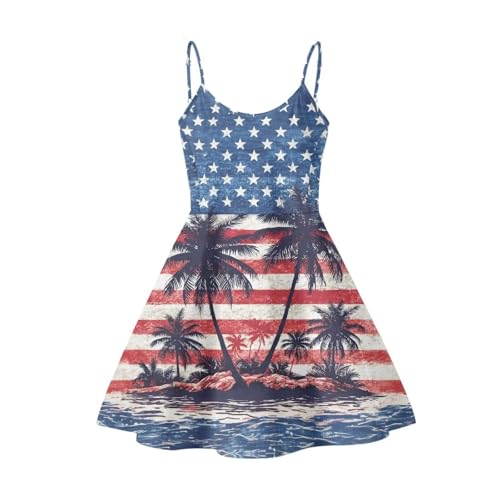 Image of Cozeyat Women Girls Summer Sleeveless Dress Casual Swing Beach Cover Up Knee Length Dresses,Large Size XS-4XL