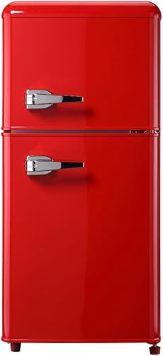 Tymyp Refrigerador retro de 3.2 pies cúbicos con congelador, mini refrigerador compacto para dormitoriodormitoriooficinaapartamento, refrigerador de