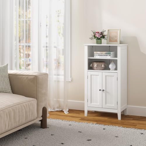 EUGAD Badschrank Badzimmerschrank Küchenschrank Beistellschrank Kommode in Schlafzimmer Flur aus MDF mit verstellbare Regalebene Weiß 92.5x30x50cm