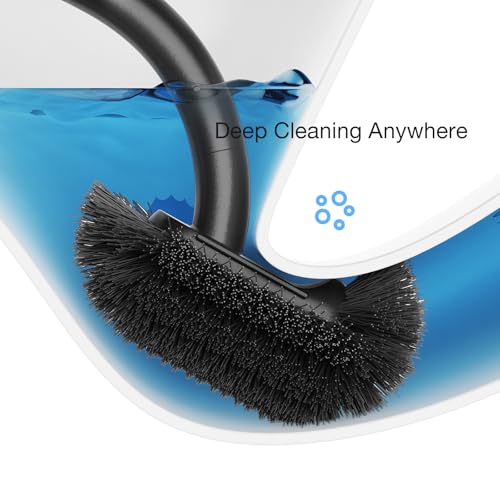Toilet Bowl Brush and Holder, OSCIOSS Toilet Brush Set with Ergonomic Design, Compact Size, Durable Bristles, RV Toilet Brushes & Holders for Dead Corner Clean (Black, 2pack) — view 6