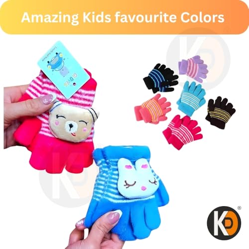 Image of K D Baby Gloves Winter Warm Knitted Mittens for Kids | Lovely Soft Mutthi Gloves (Pack of 6 Pairs,03 Month to 12 Months) (Pack of 03 pcs Pair)