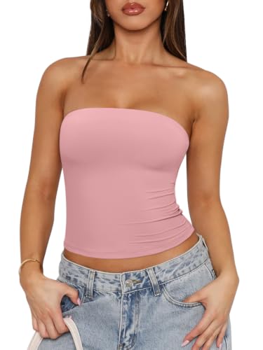 Tube Tops Double Lined Non Slip Silicone Gripper 17 tube tops - pink dolphin