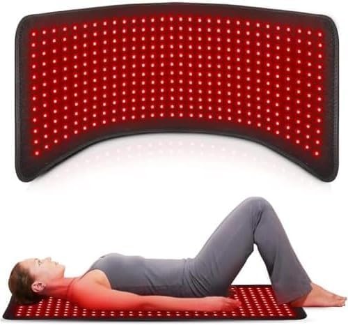 Manta Terapia Luz Roja 360LEDs (660 nm & 850 nm) Infrarroja Cuerpo Entero Alivio del Dolor, Recuperación Muscular y Relajación para hombros, cintura y todo cuerpo Alfombrilla terapia luz roja