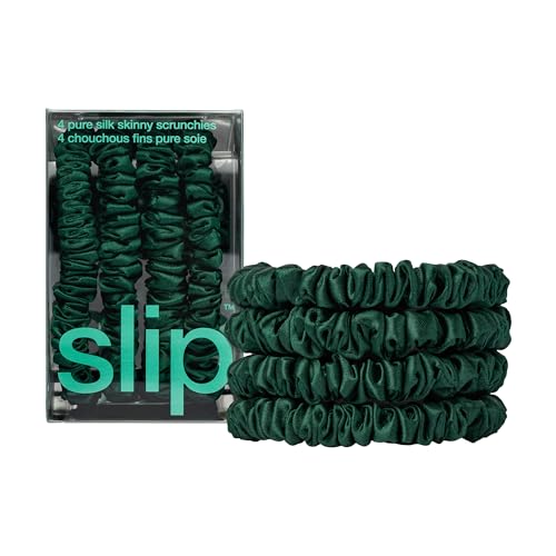 Image of Slip Silk Hair Ties - Skinny Silk Forest Scrunchies, No Damage, No Crease, Anti-Breakage |100% Mulberry Silk | All Hair Types | Made with Proprietary Slipsilk | Set of 4