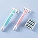 Razors for Women Hair Removal Beauty Razor Bikini Area Shaver Lady Manual Shaving Knife Armpit Hair Knife Waterproof Non-Slip Trimmer Premium Shaving Razor Set with 4 Blade Refills for Travel Carry