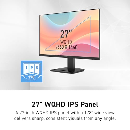 Image of msi PRO MP273Q E7 27-inch IPS 2560 x 1440 (QHD) Computer Monitor, 75Hz,Adaptive-Sync, HDMI, DP Port, VESA Mountable, Tilt, Speaker, 1ms, Black