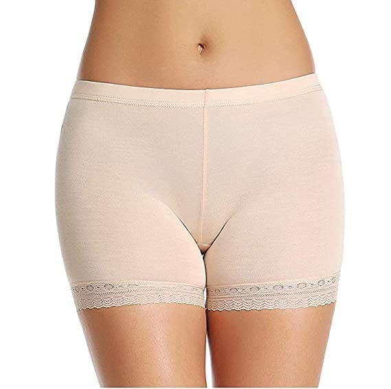 Cathect Women's/Girl's Seamless Boyshorts Panty with Lace Trim/Cycling Shorts, Safety Shorts for Under Skirt, Mini Dresses, and Night Shorts (Color Beige,)-picture-32