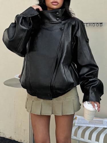 Cicy Bell Oversized Faux Leather Jacket