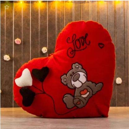 Image of Delicado Velvet Huggable Heart Shape Sleeping Dog Soft Plush Stuffed Cushion Pillow Toy, SleepingDog Pillow Red
