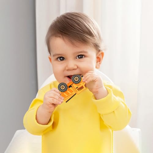 Image of Car Series Baby Teething Toys,Food Grade Silicone Chew Teether for 3 Months+ Infant Boy and Girl,Toddler Sensory Chewing Teether,BPA Free. (Dump Truck,Yellow)