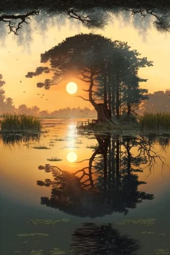 500 Pieces Adult Puzzle Sunset Tree Lake Puzzle Beautiful Natural Scenery Art Puzzle Toy Gift Fun Challenging Educational Gift Art Home Decor