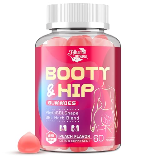 Booty Gummies for Women - BBL Gummies with Bovine Collagen Peptides - Herbal Blend with Aguaje Fenugreek Kwao Krua Wild Yam Blessed Thistle Vitamin C & Zinc - Delicious Peach Flavor
