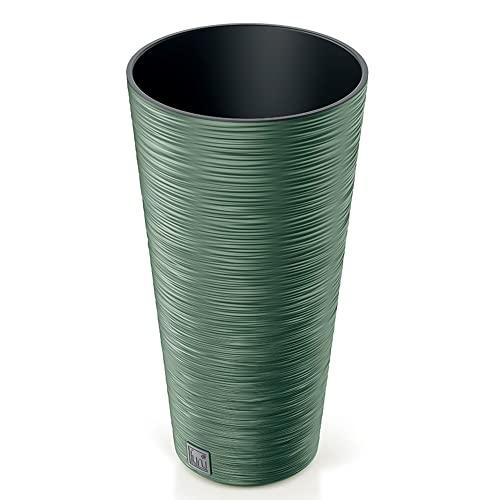 Macetero Color Verde Tierra, con depósito, colección Furu, de 30 x 30 x 57,5 cm, Capacidad de 15 L, Prosperplast