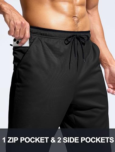 Pudolla Men's Lightweight Mesh Sweatpants Loose Fit Open Bottom Athletic Workout Gym Pants with Zipper Pockets4