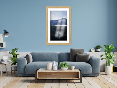 A2Z Home Solutions® Wall Photo Frame Pine 70x90 cm Frame With 80x60 cm Mount Picture Poster Print With Clear HD Perspex 30x15 MM Moulding Mounting Hooks MDF Backboard