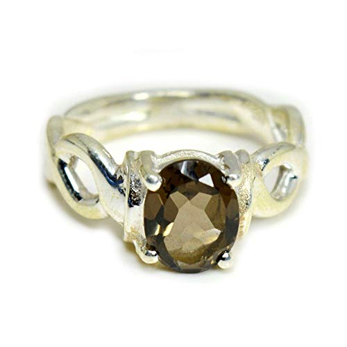 Bague quartz fumé pour homme bague argent 925 ovale pierre naturelle fait main