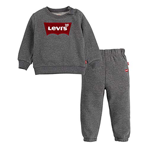Image of Levi's baby-girls Crewneck Sweatshirt and Joggers 2-piece Outfit Set