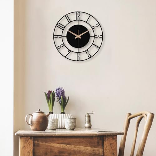 Image of AVVIC MART Stylish Metal Analog Wall Clock for Living Room, Bedroom, Office, Kitchen, Home and Hall | Antique Fancy Big Size Modern Wall Watch for Home Decor (Style-1, 50CM)