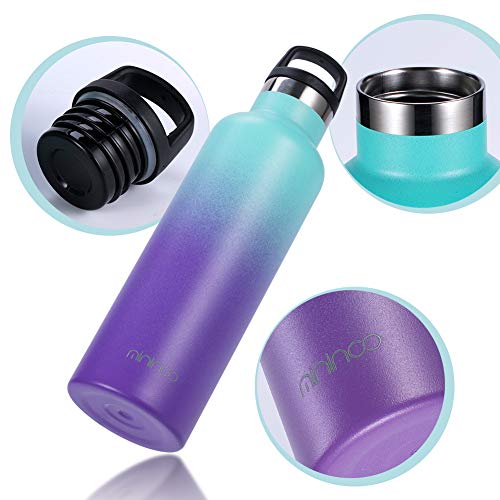 Insulated Water Bottle Stainless Steel Vacuum Insulated Double-Wall Thermos,20Oz Water Bottle With Handle Lid Navy Blue #TOP1