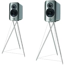 Q Acoustics Concept 300 Speakers Silver & Ebony Pair, Excludes Stands