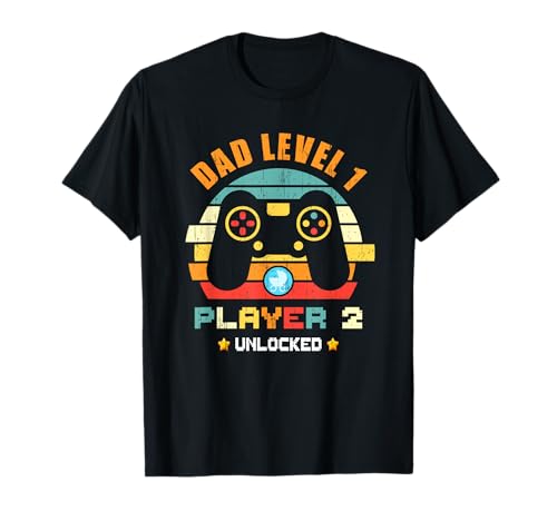 Dad Level 1 Joueur 2 Débloqué New Dad Retro Gaming Lover Fun T-Shirt